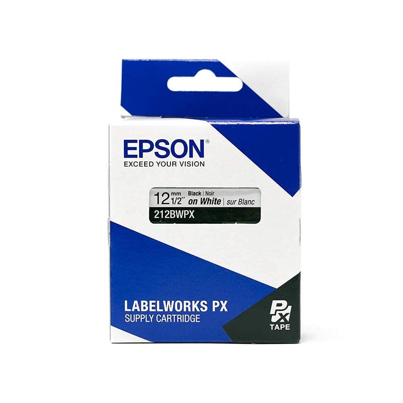 LABELWORKS Epson LABELWORKS 212BWPX PET (Polyester) Tape Cartridge - Black on White Standard Industrial Label Maker Tape - 1/2"" (12MM) Wide  30 ft - Image 5